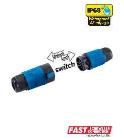 Plug waterproof connector IP68 with levers